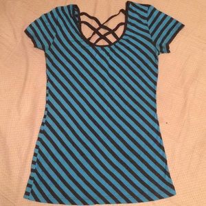 Maurices Striped Shirt With Grey Crisscross Back